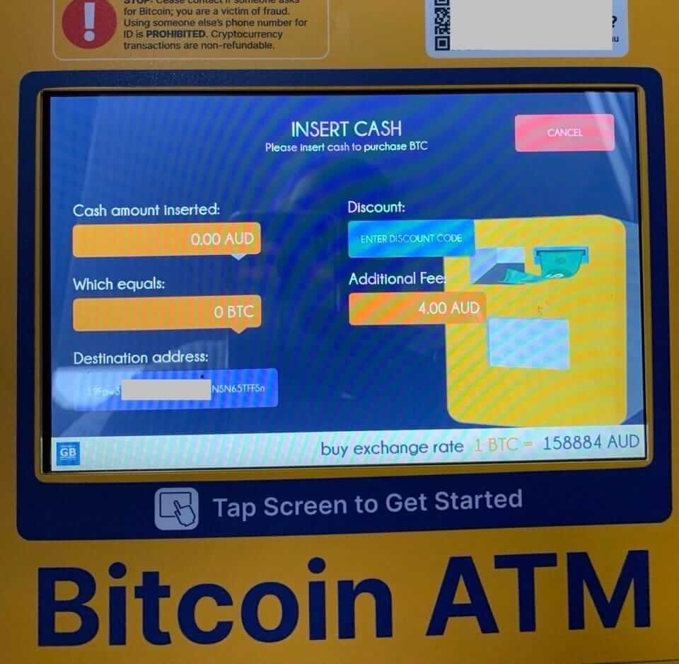 Bitcoin ATM Insert Cash Screen