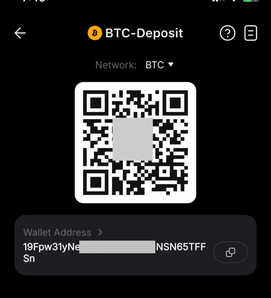 Example of a Bitcoin Wallet Address and QR Code