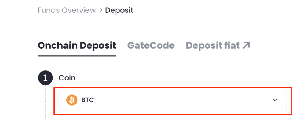 Gate.io Select Bitcoin Deposit