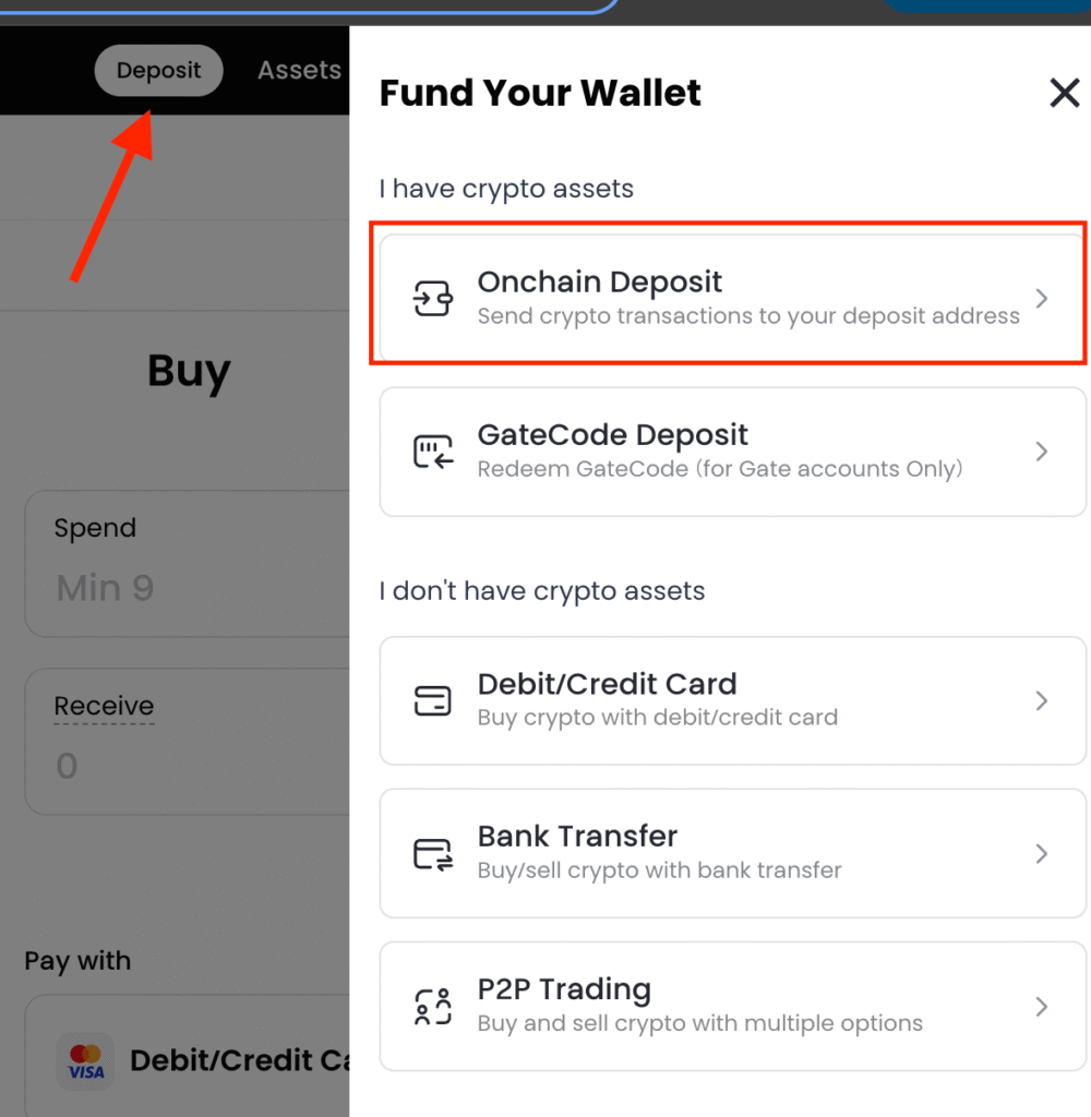 Gateio Crypto Deposit Path