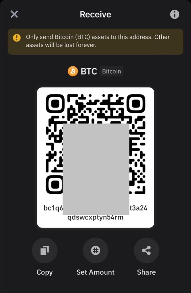 Trust Wallet Bitcoin Address and QR Code