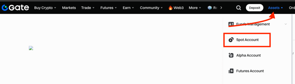 Access your Spot Account from the Gate wallet dashboard to Start Sending Bitcoin