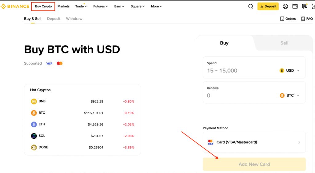 Binance Buy Bitcoin Methods