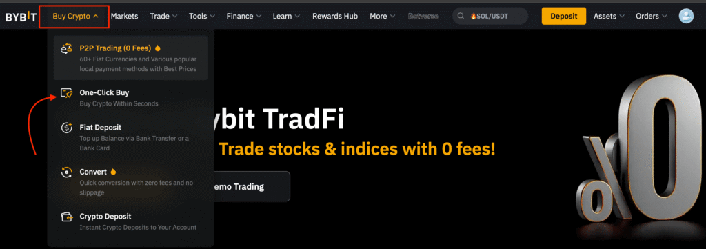 Bybit buy Bitcoin instantly with credit card one-click buy