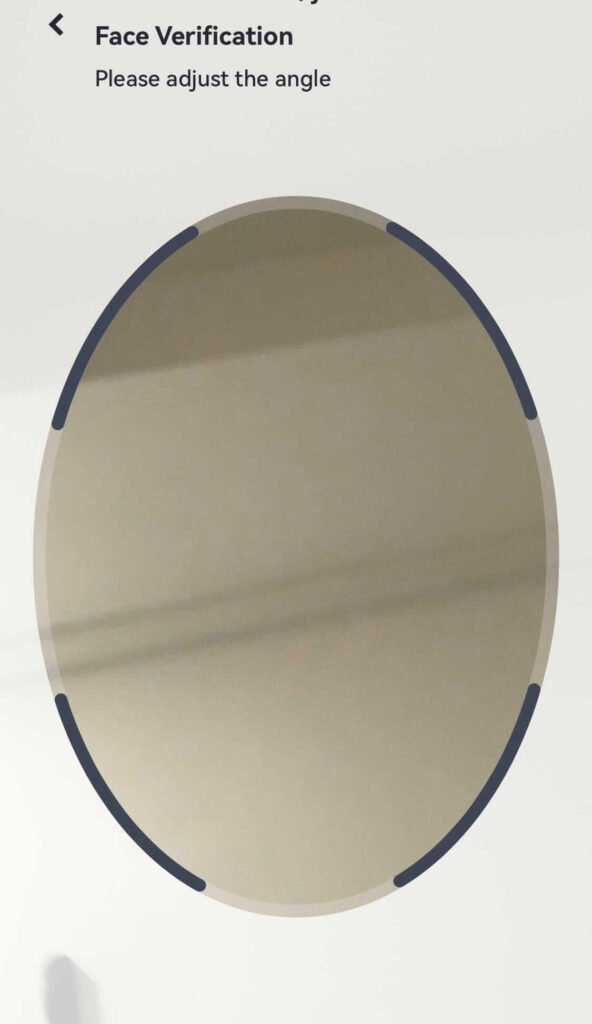 Gate.io face verification screen showing live camera capture during KYC process